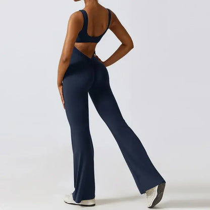 Sexy Back V Jumpsuit Gym Set for Women