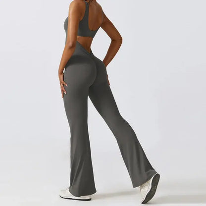 Sexy Back V Jumpsuit Gym Set for Women