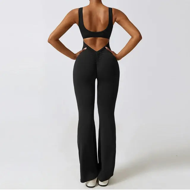 Sexy Back V Jumpsuit Gym Set for Women