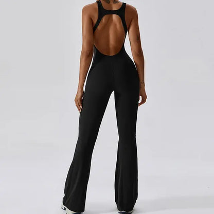 Sexy Back V Jumpsuit Gym Set for Women