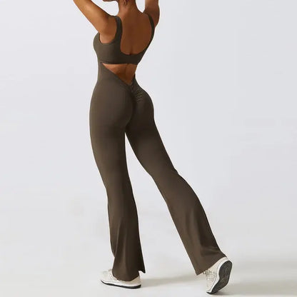 Sexy Back V Jumpsuit Gym Set for Women